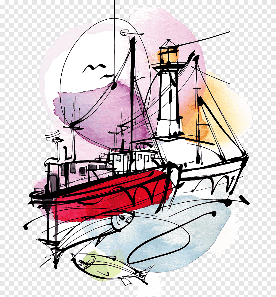 Акварельный кораблик