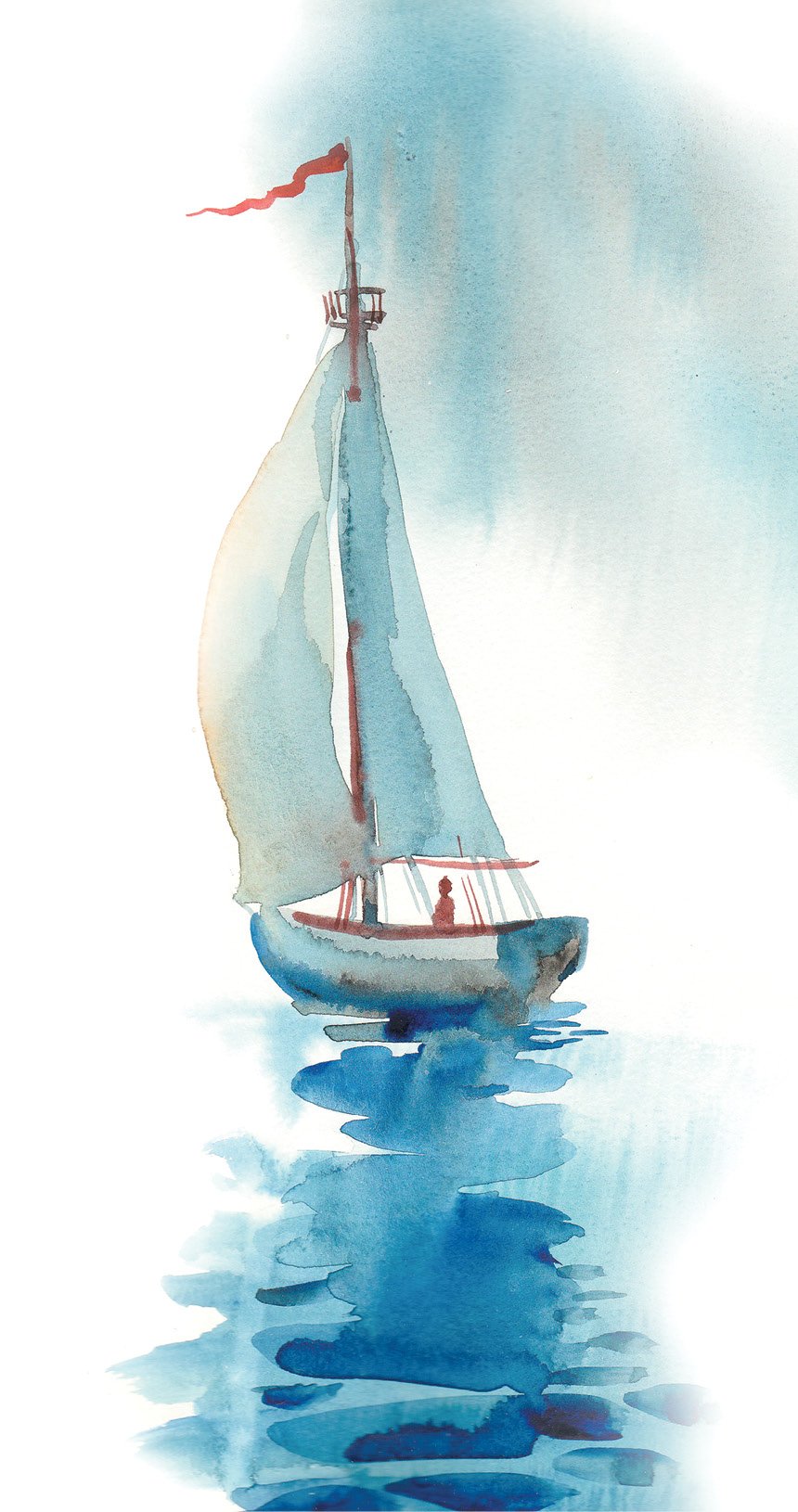 Фон корабль акварель