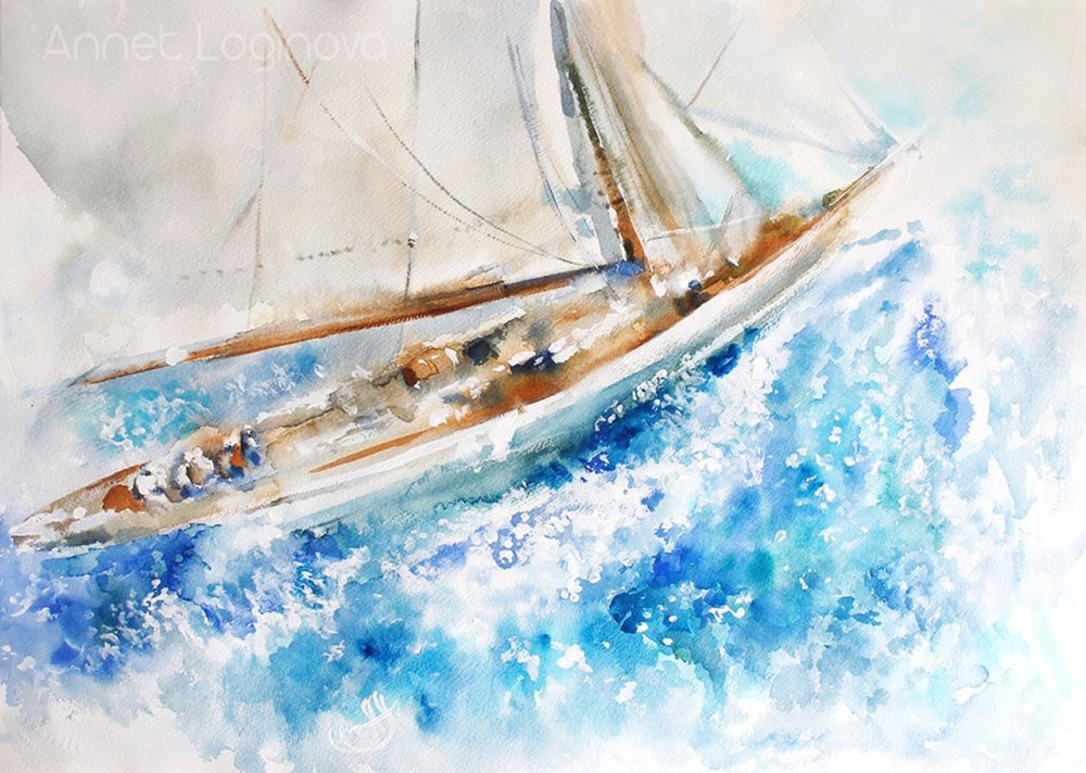 Корабль акварелью