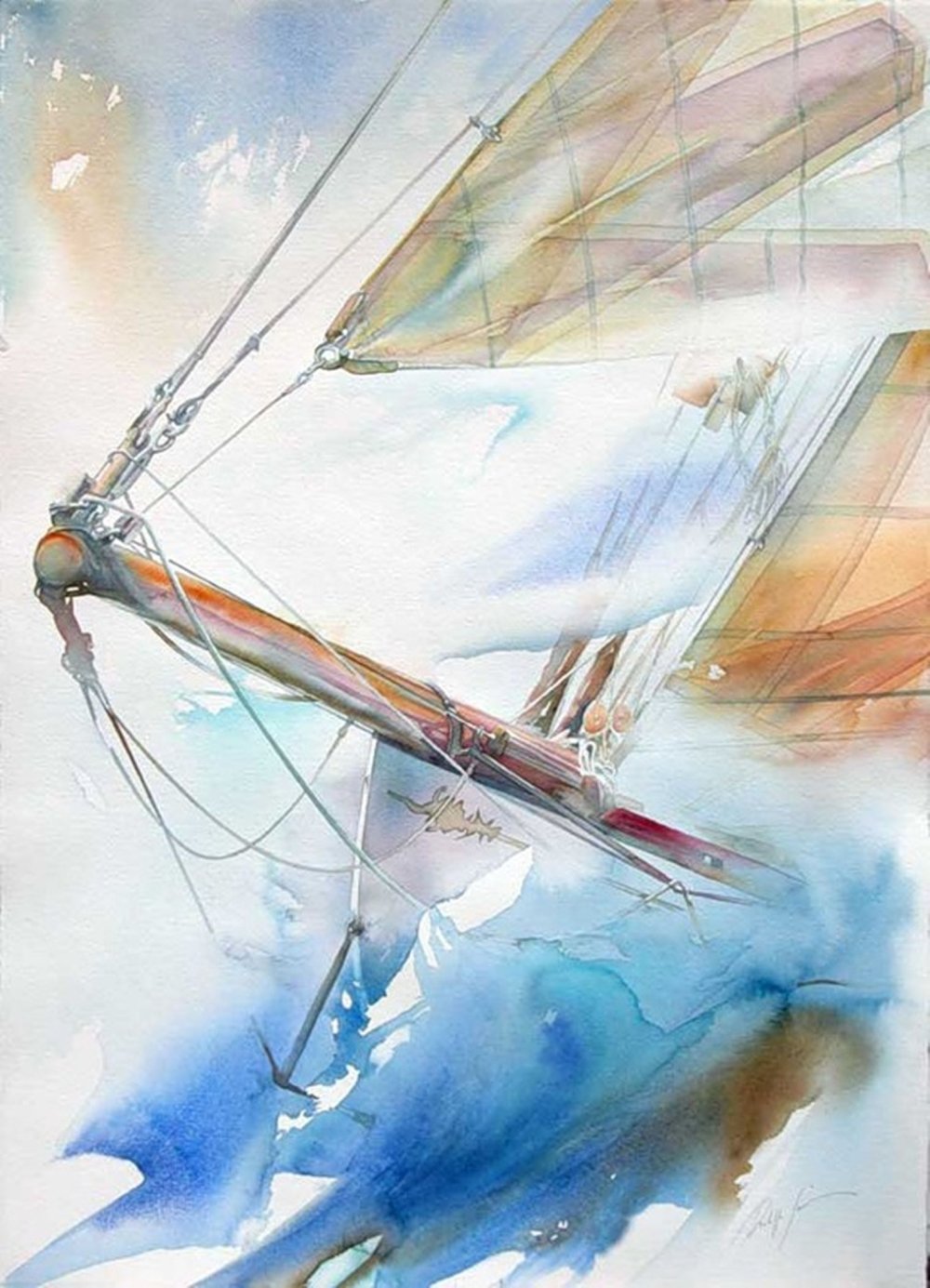 Парусник акварель