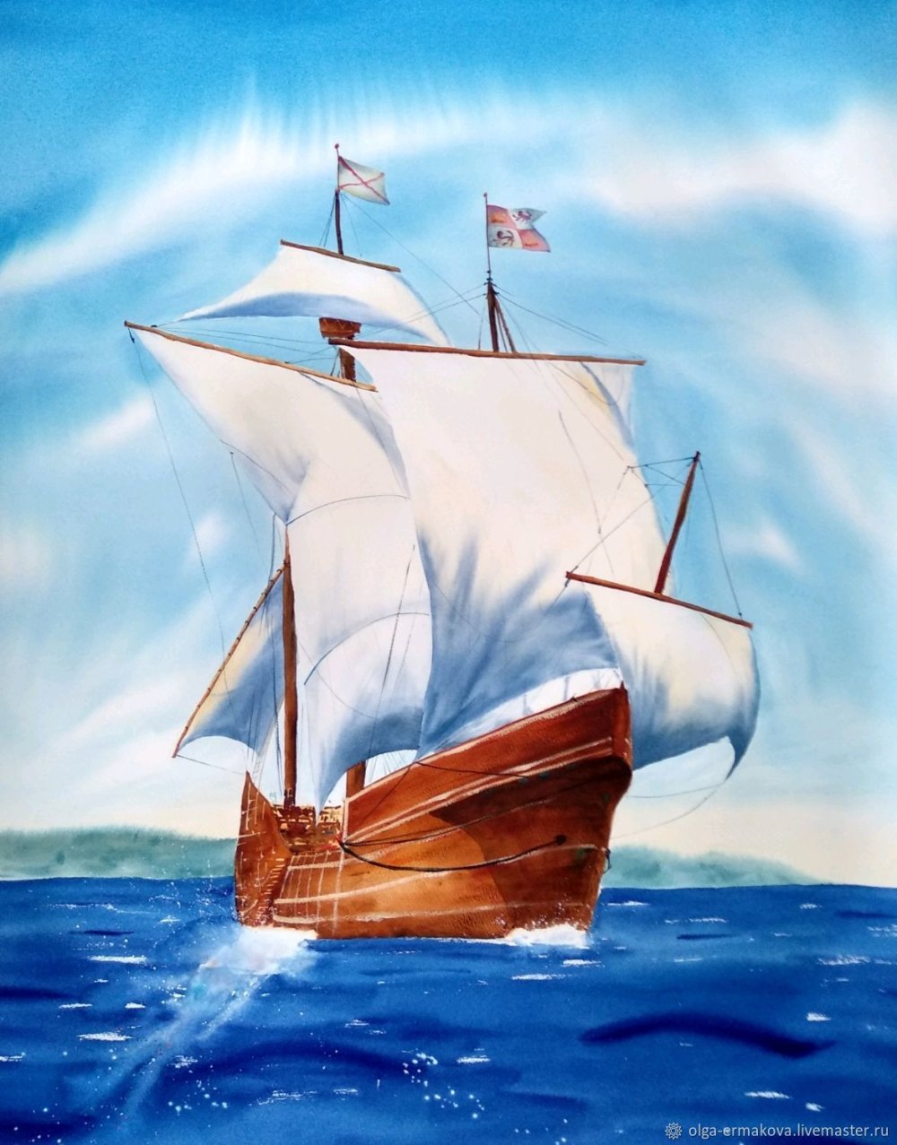 Каравелла корабль картина