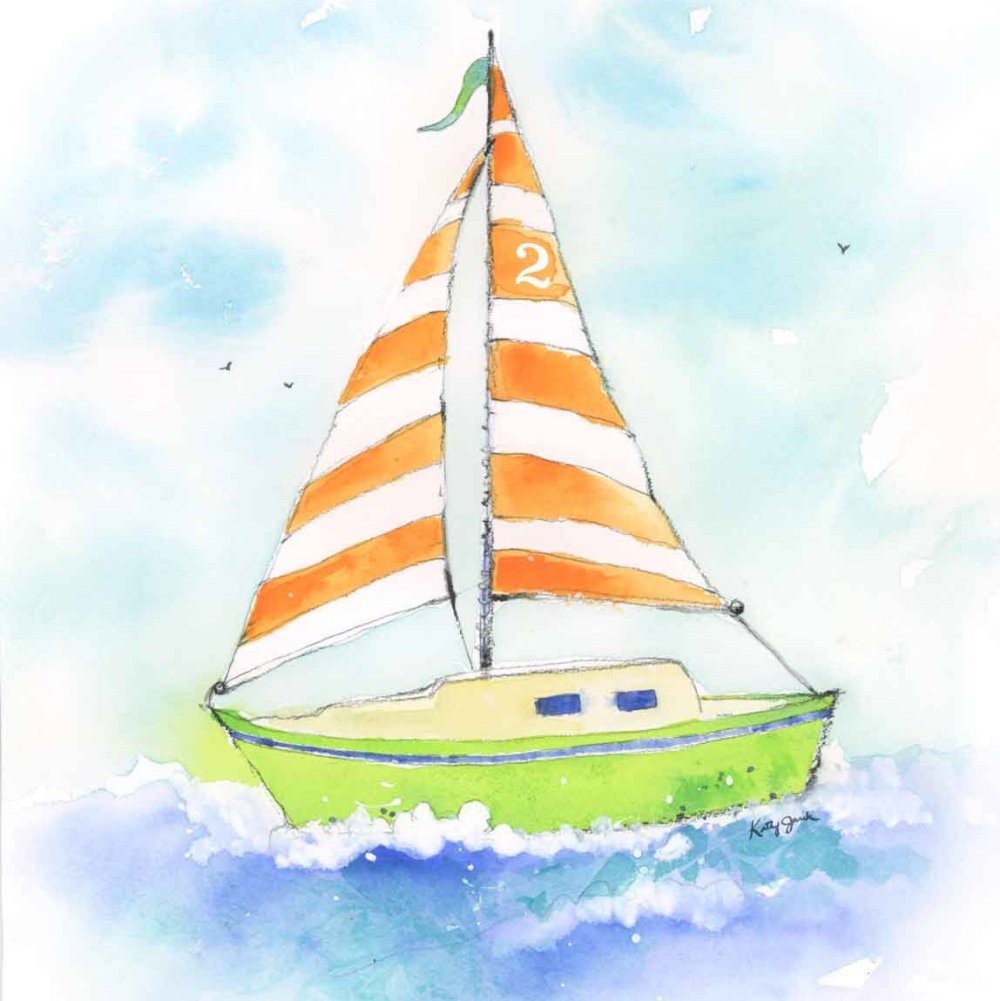 Кораблик акварель