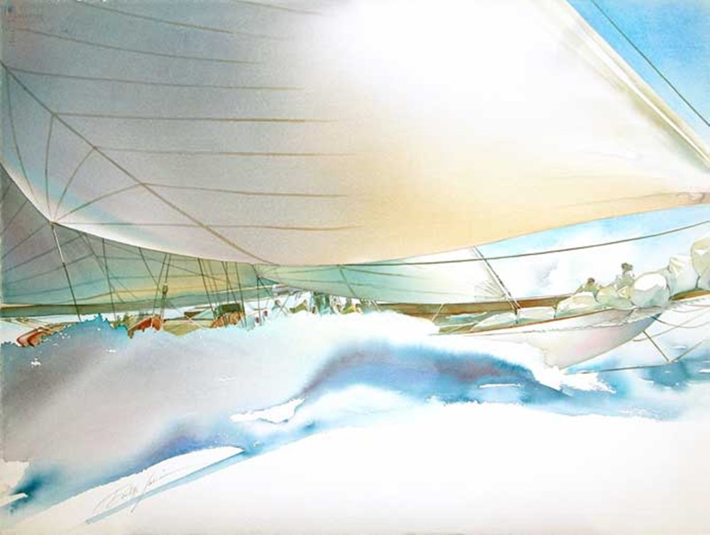 Константин Кузема акварель яхты