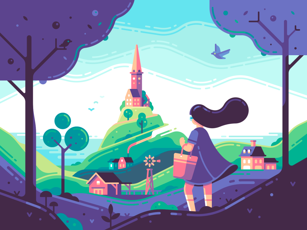 Абстрактные иллюстрации в стиле флэт