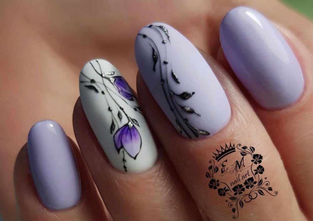 Веточки на ногтях