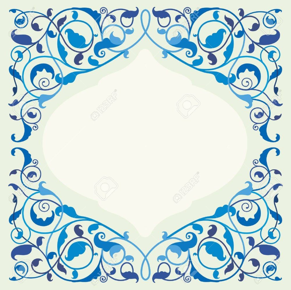 Рамка синяя узбекский орнамент
