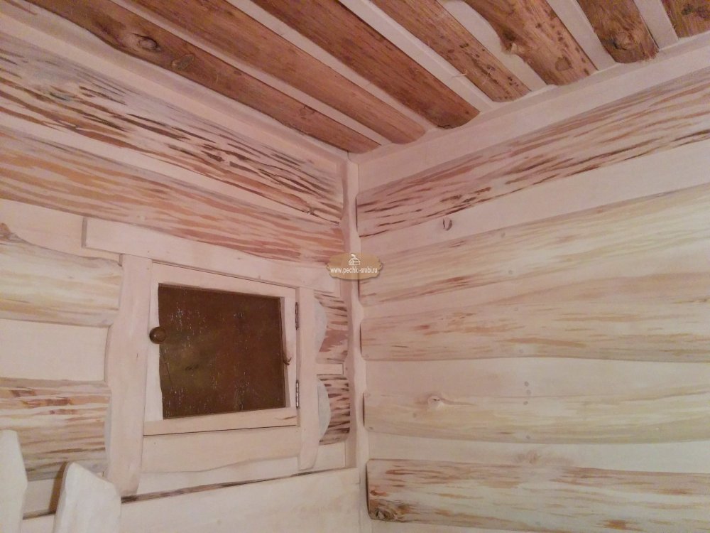 Отделка парилки необрезной доской