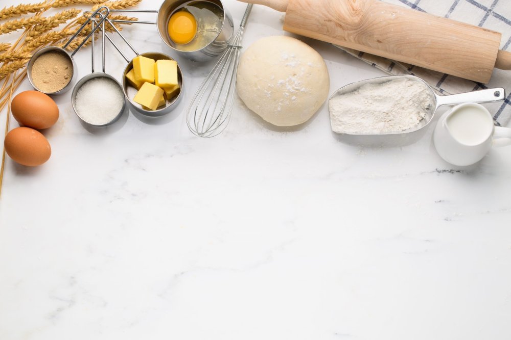 Фон стол с ингредиентами для выпечки