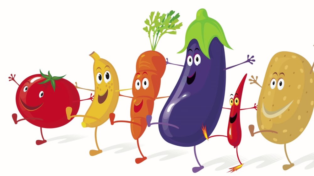 Наклейка веселая фрукты овощи