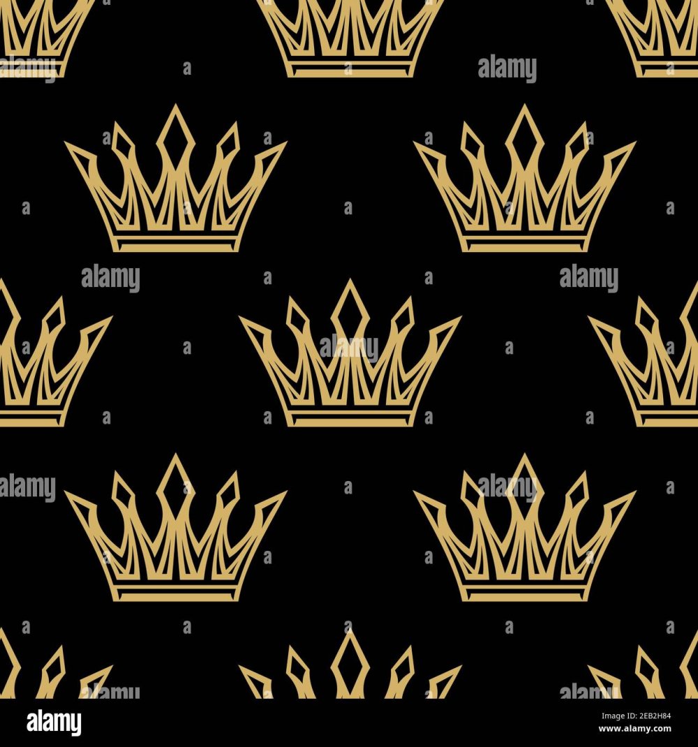 Фон золотые короны на черном фоне