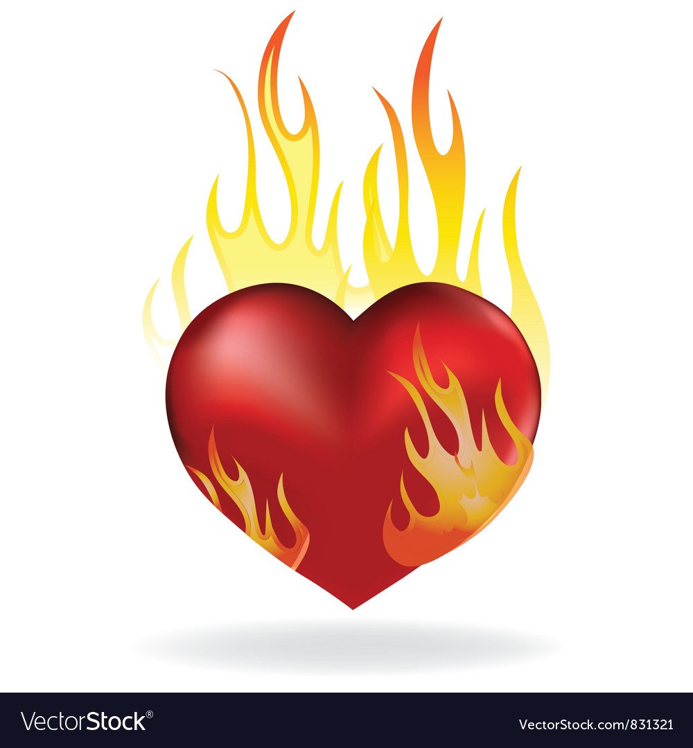 Нарисовать сердце с огнем