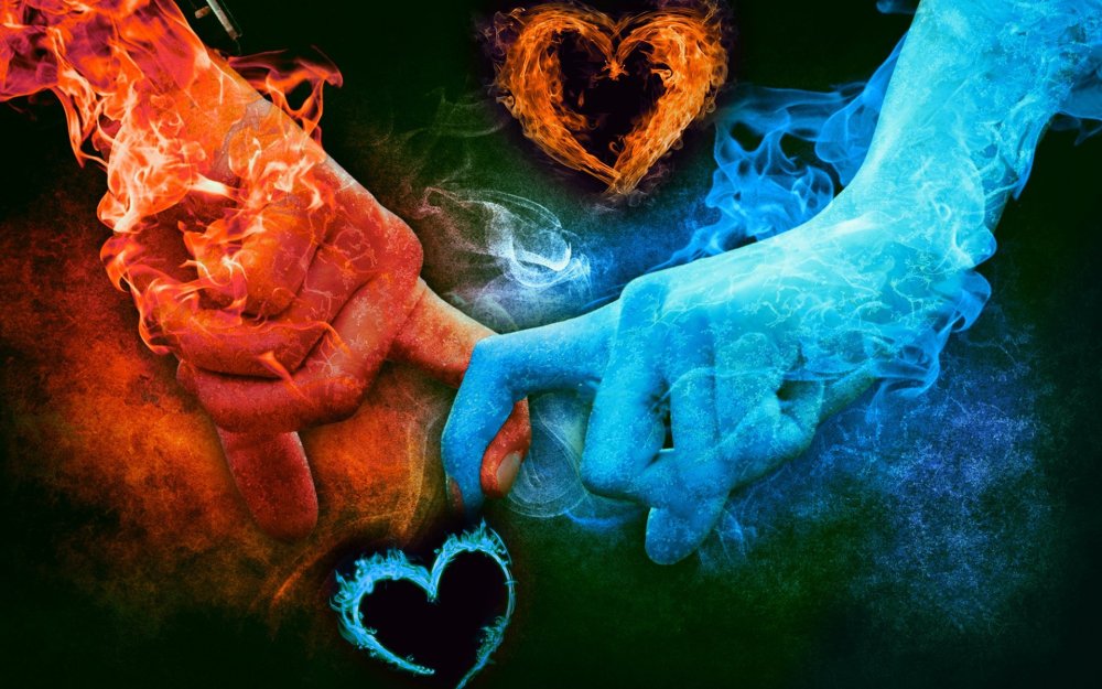 Сердце с крыльями и огонь