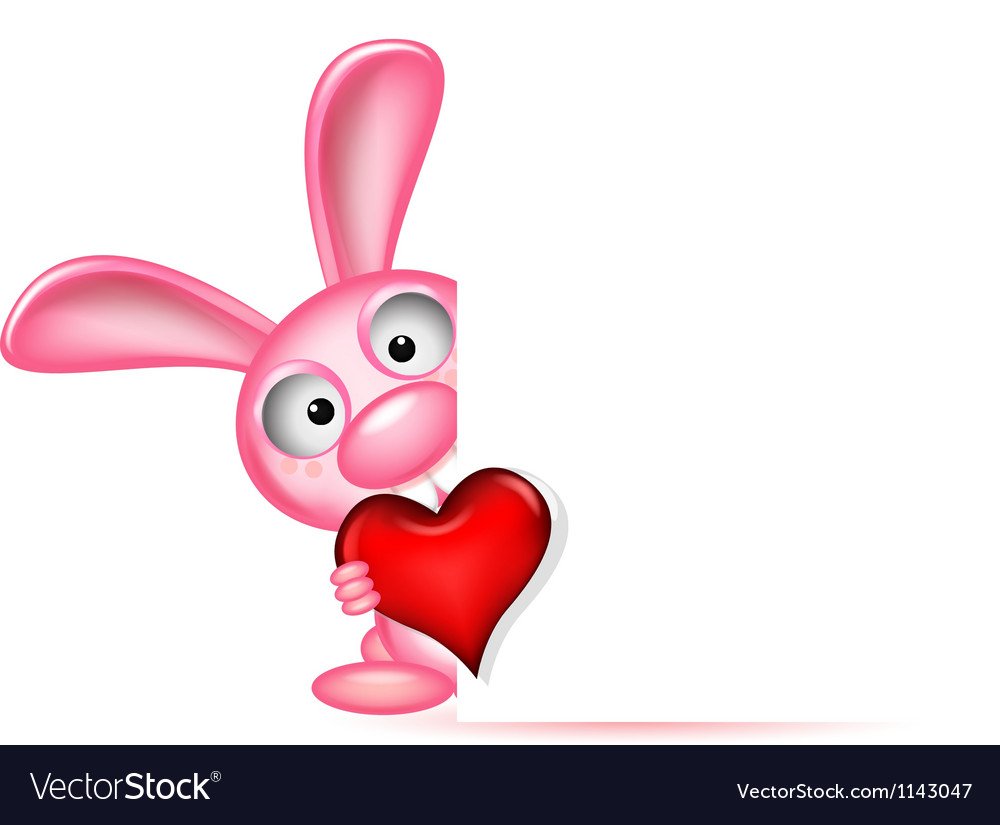 Заяц с сердечком на белом фоне