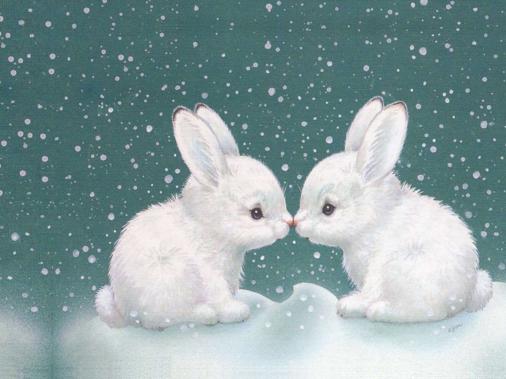 Милый зайчик с цветочком