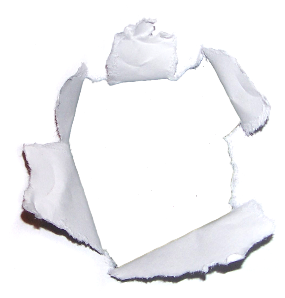 Дыра в бумаге без фона