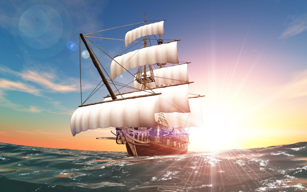 Фон море корабль