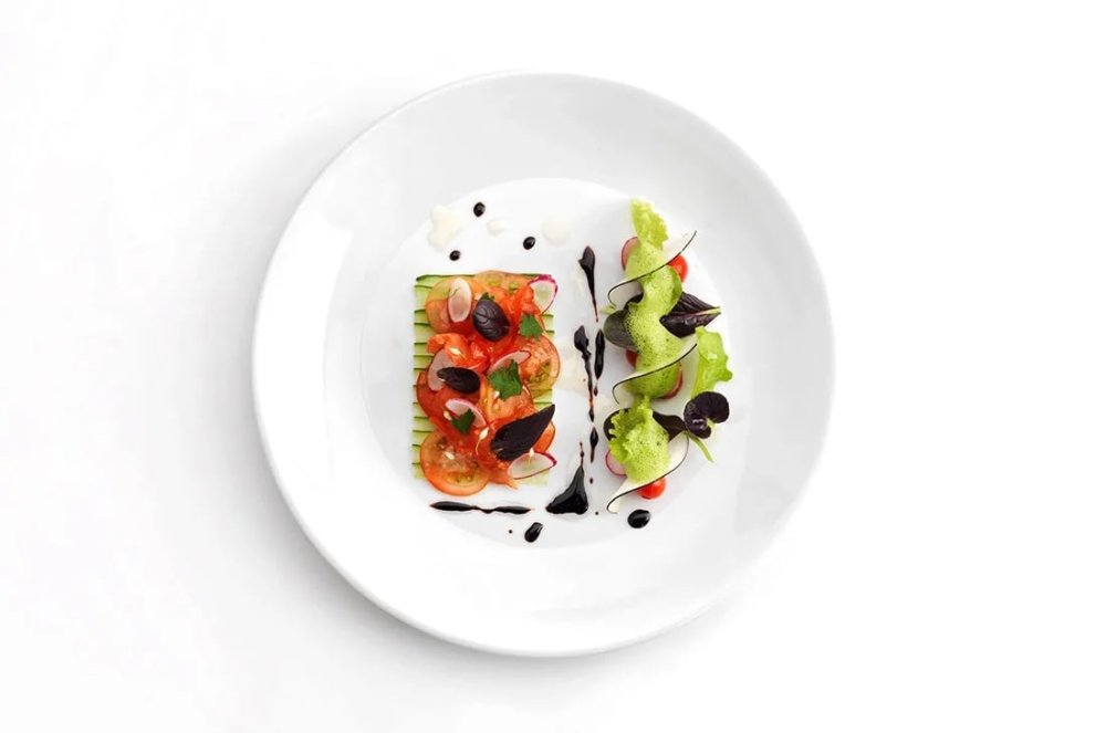 Тарелка с едой вид сверху