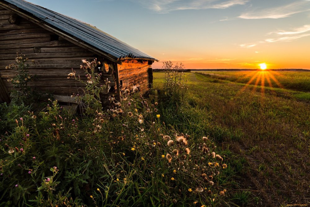 Закат в деревне
