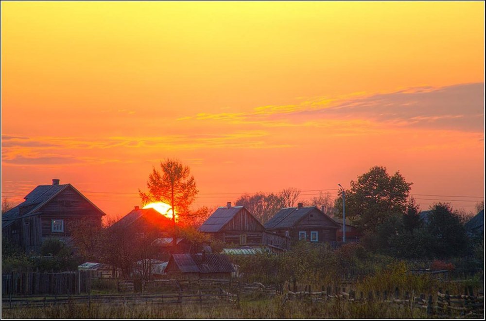 Закат в деревне