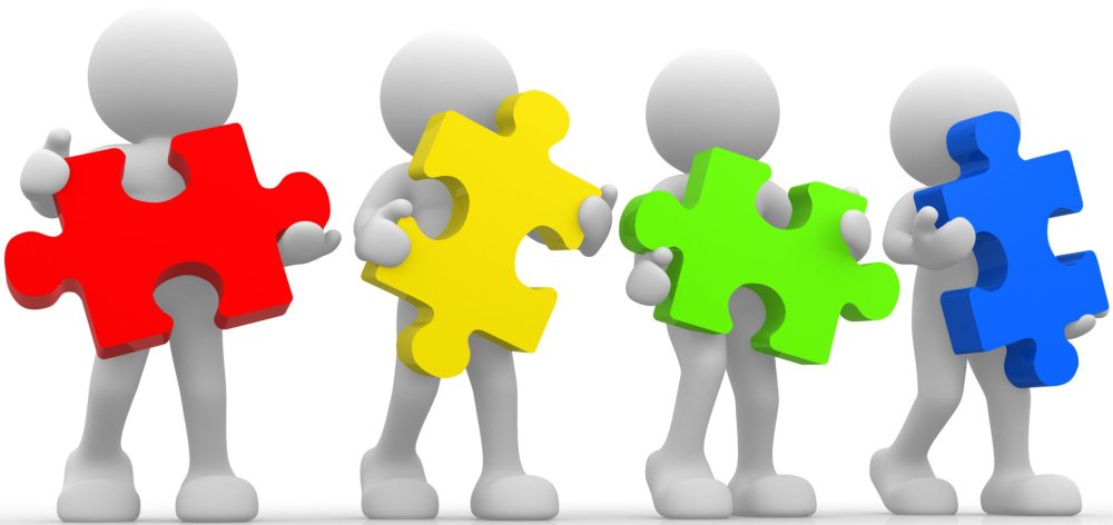 Человечки с пазлами без фона