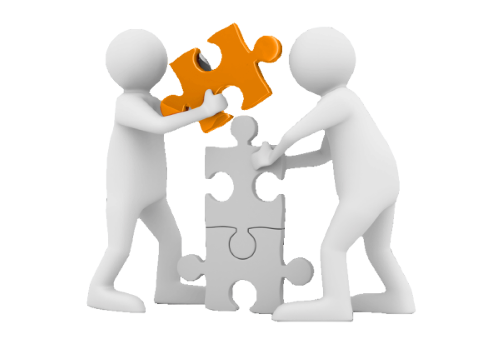 Человечки строят из пазла