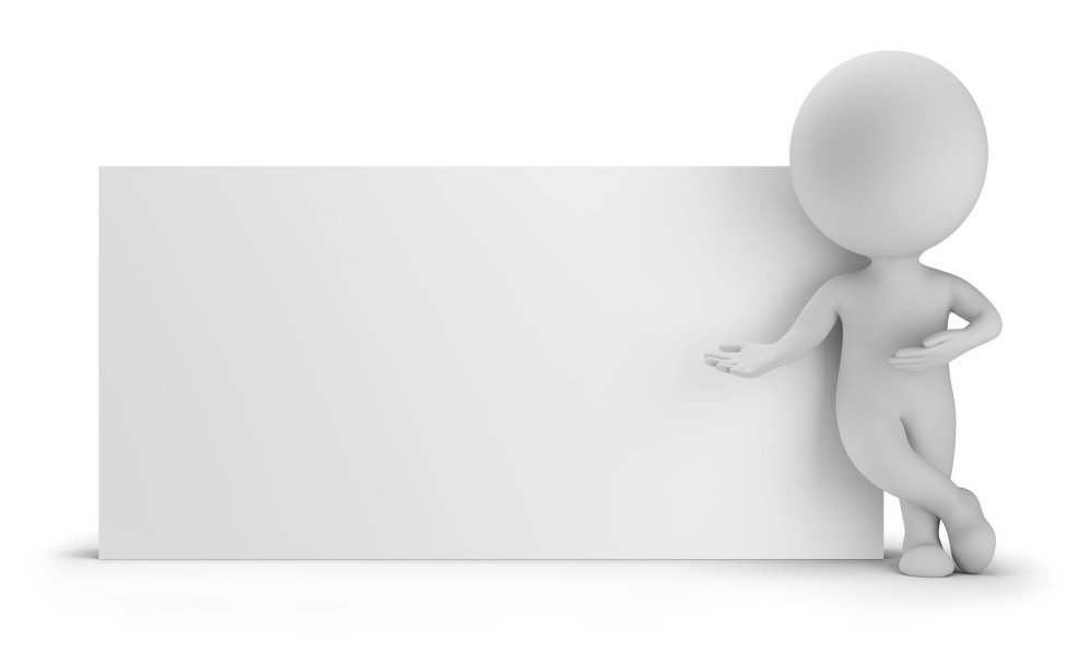 Белый человечек с табличкой