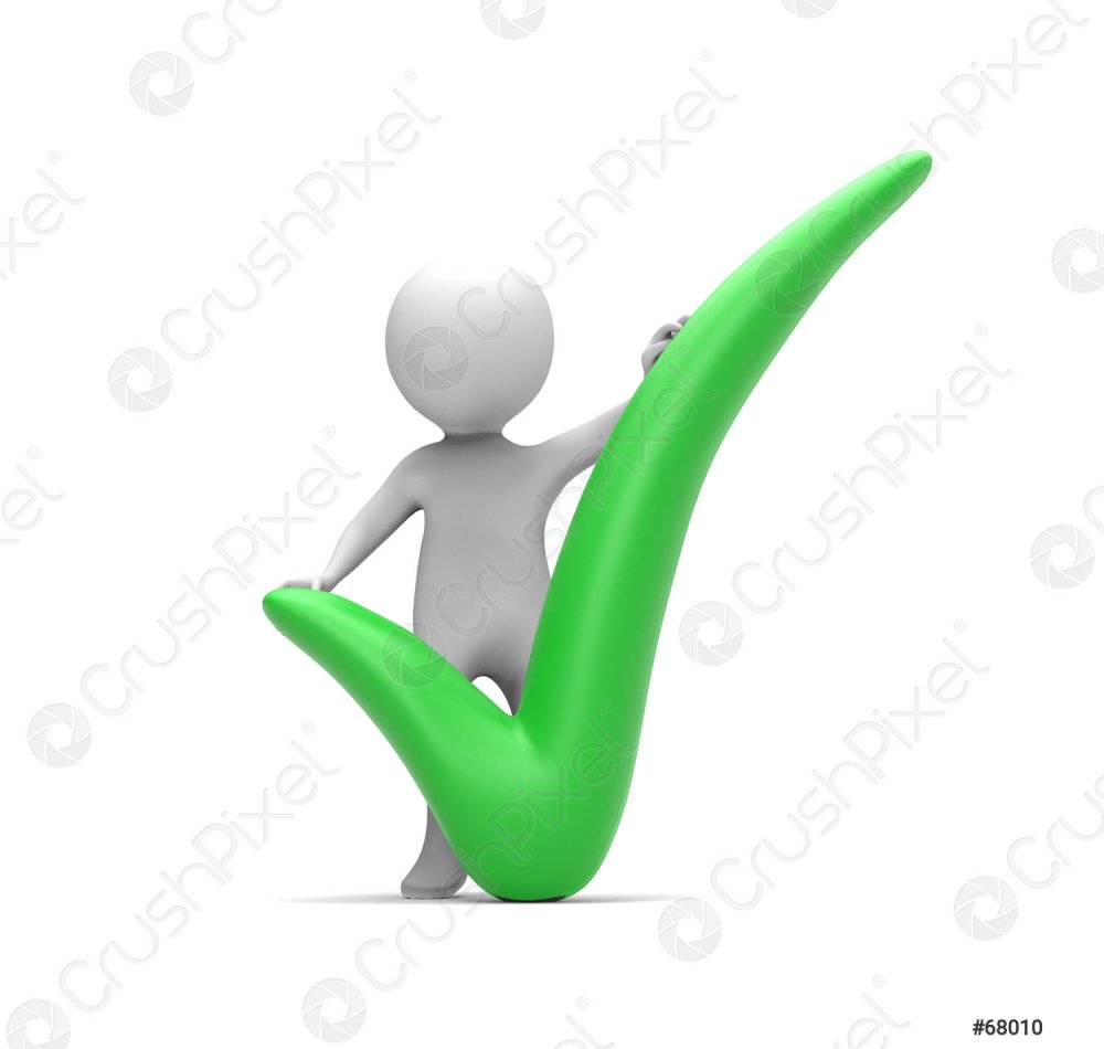 Мультяшный герой с галочкой для презентации