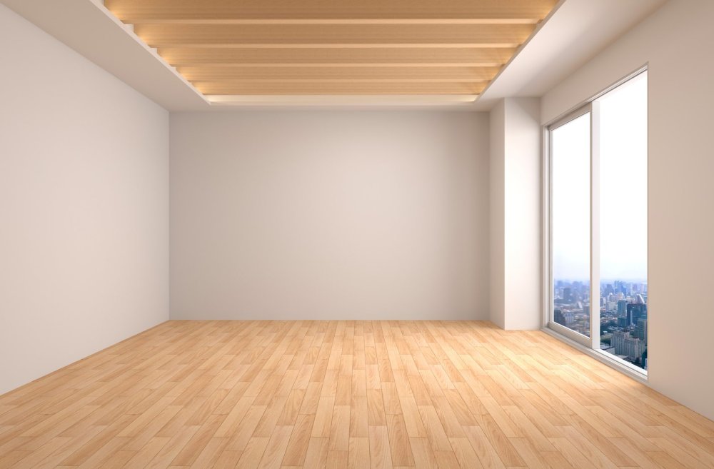 Пустая комната с бежевыми стенами