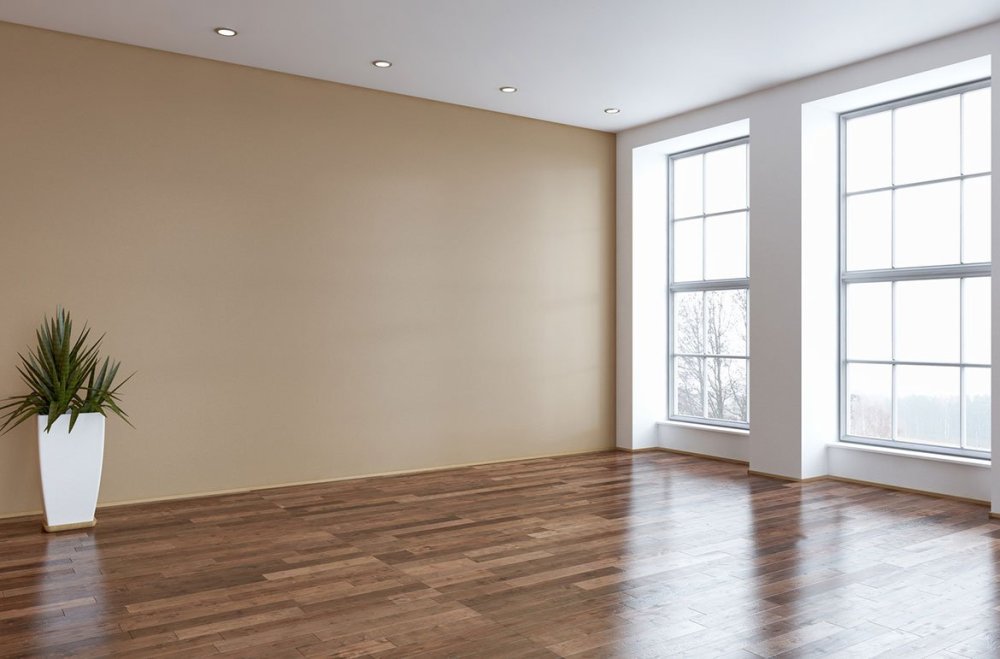 Пустая комната с серыми стенами