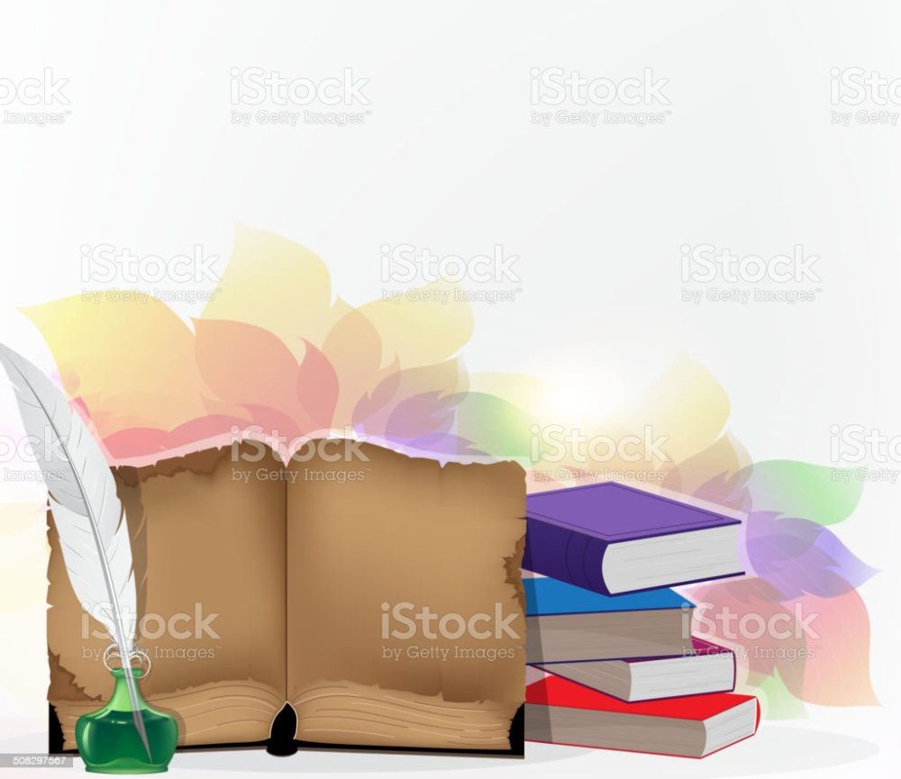 Фон для презентации с пером и книгами