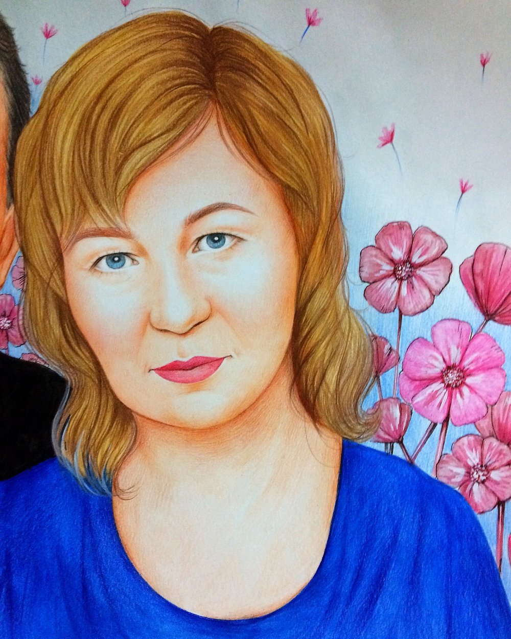 Портрет мамы цветными карандашами
