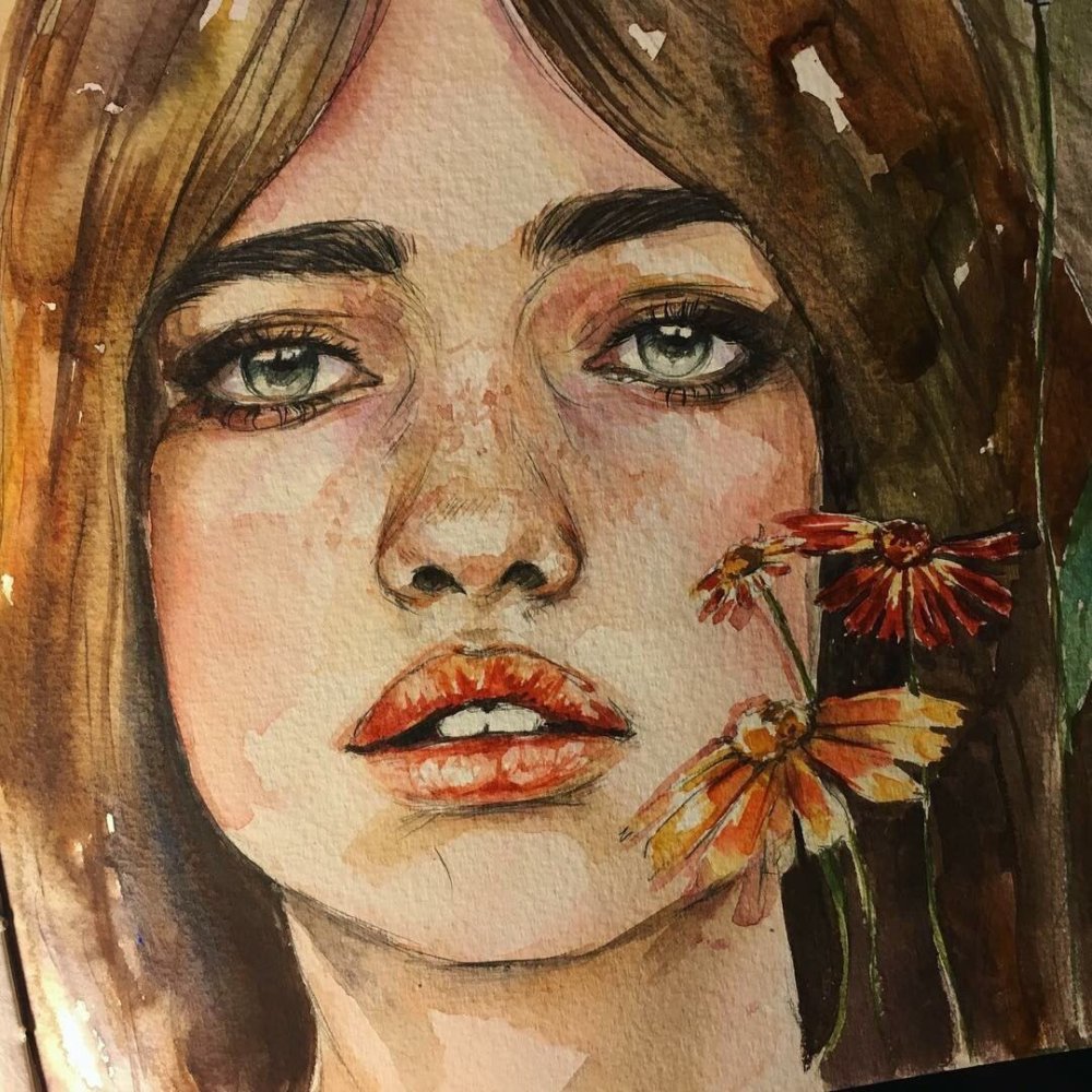 Портрет акварелью Леся Поплавская