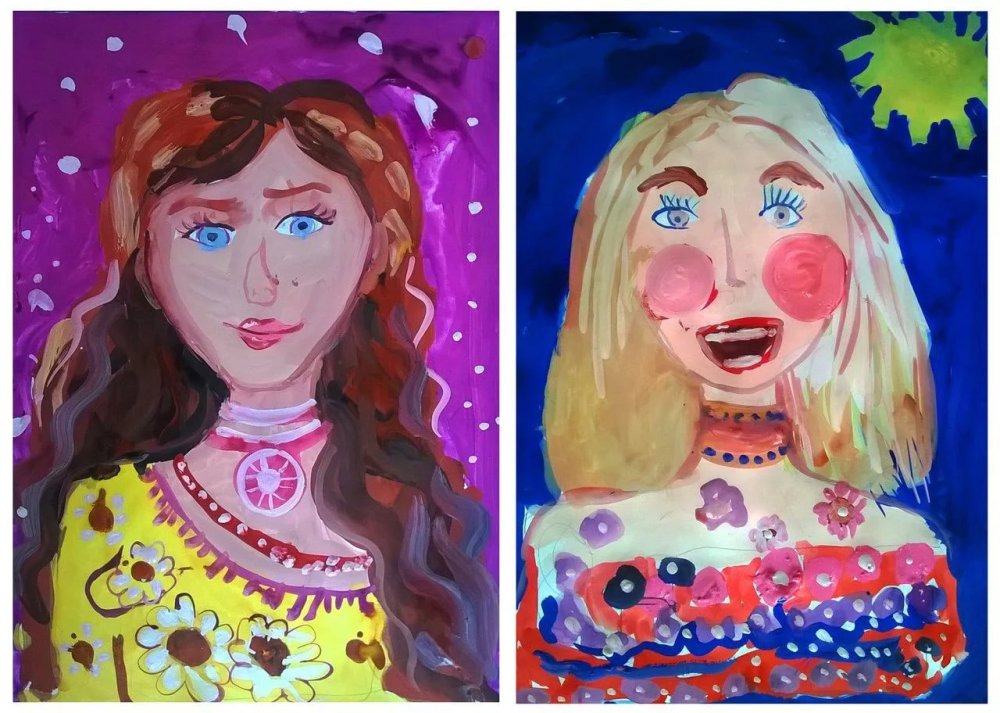 Портрет ребенка гуашью