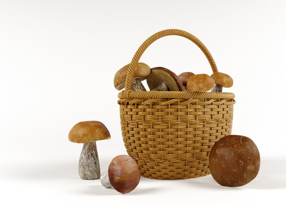Лукошко с грибами вектор