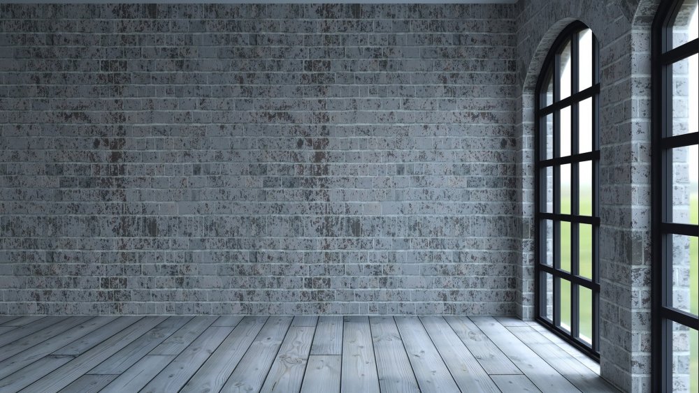 Пустая комната с кирпичной стеной