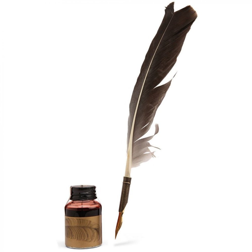 Лист с пером и чернильницей