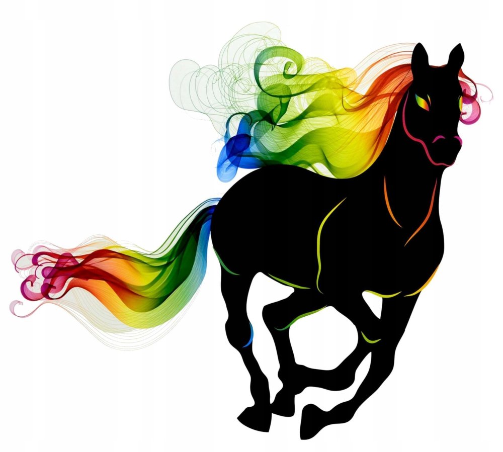 Силуэты коня цветной