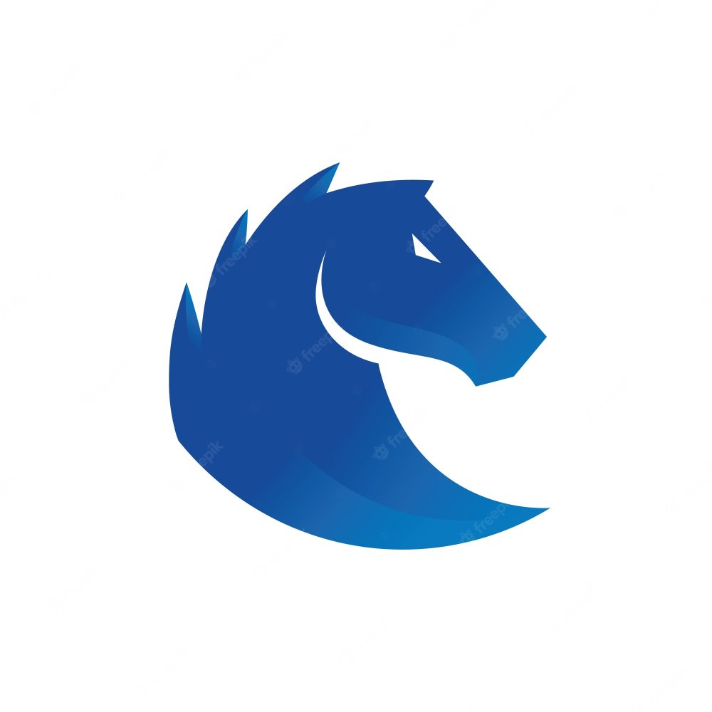 Логотип лошадь на синем фоне