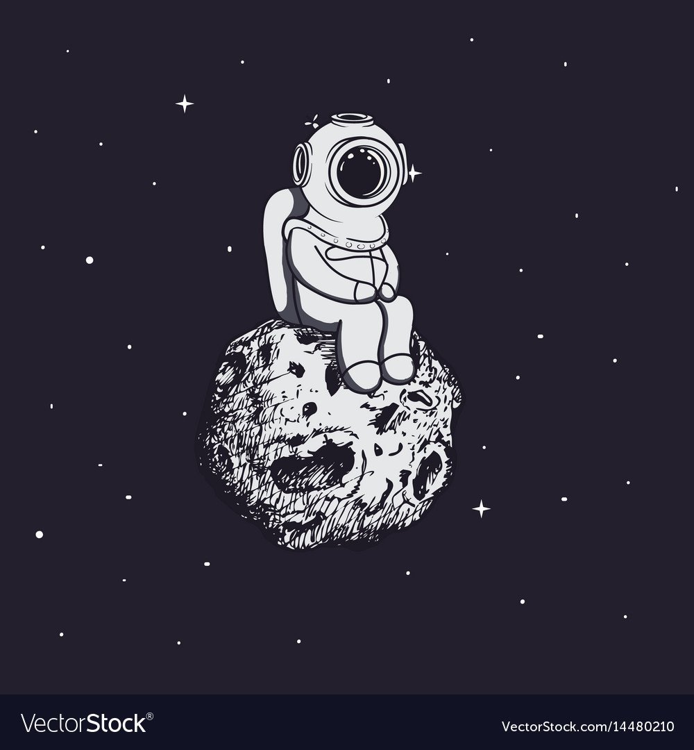 Космонавт черно белый