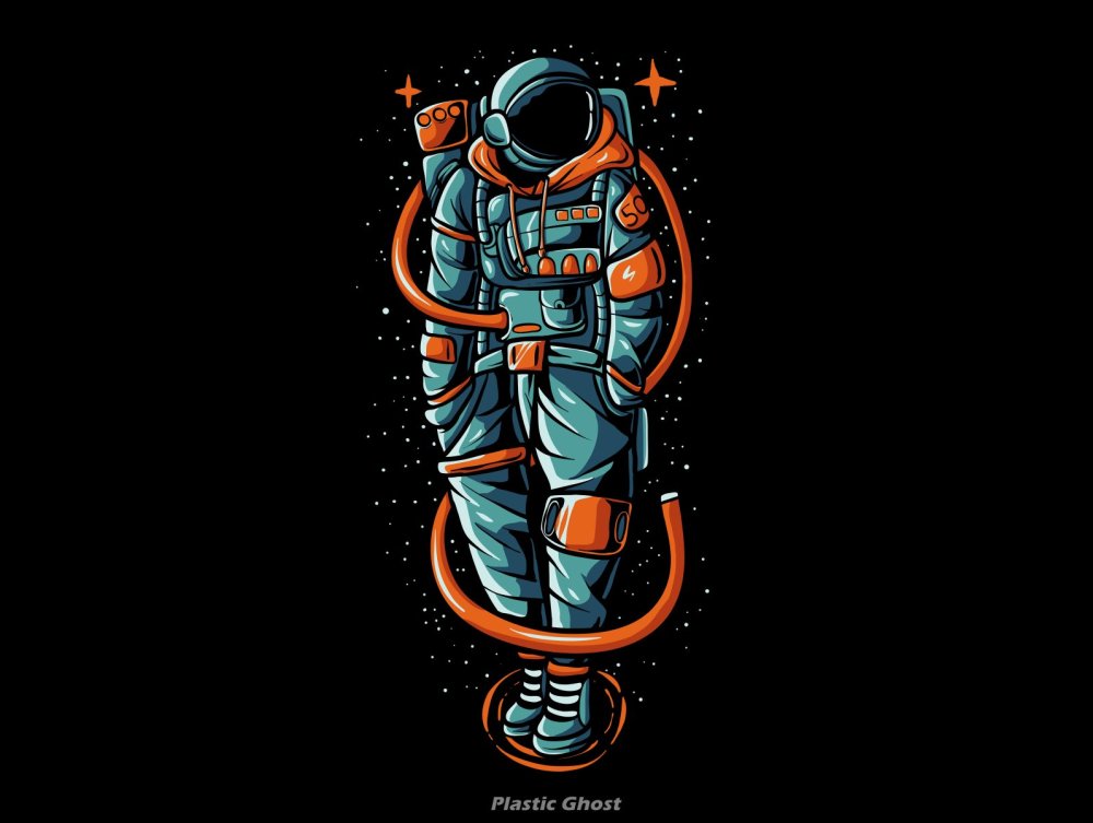 Космонавт с магнитофоном