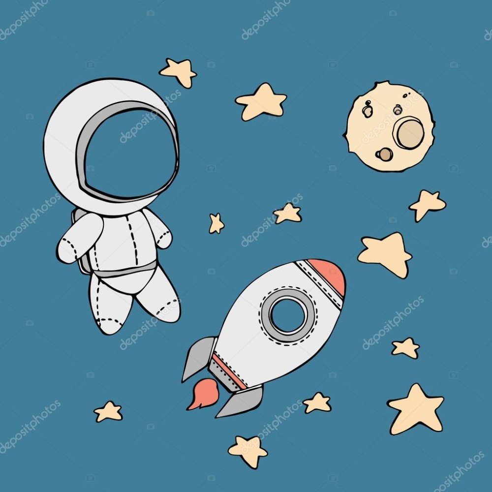 Эскизы персонажей космонавт
