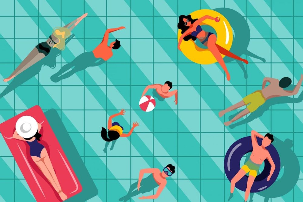 Человек плывет вид сверху