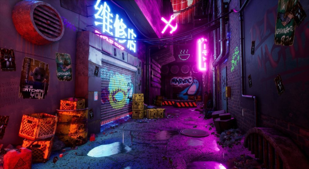 Комната в стиле киберпанк