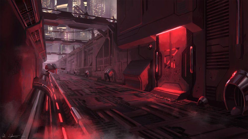 Киберпанк улица неон