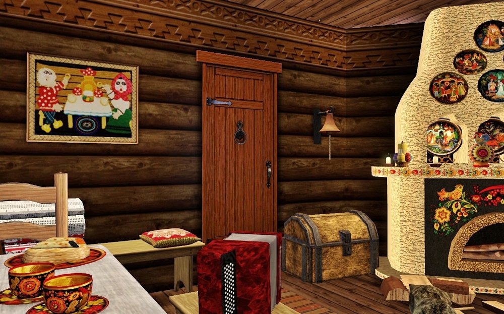 Русская изба изнутри Горница