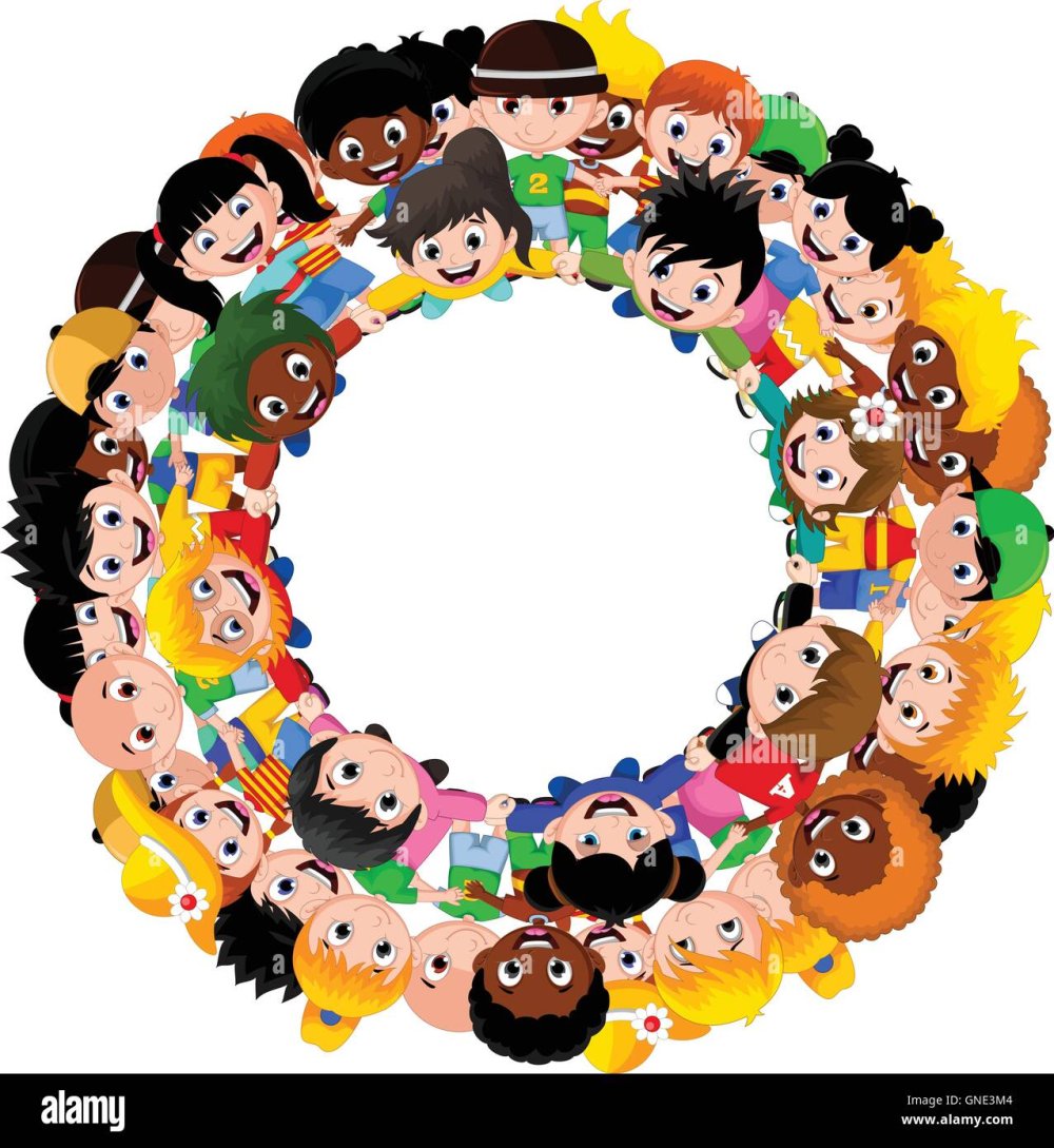 Разноцветные человечки в кругу