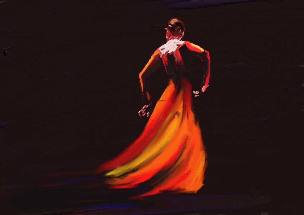 Испанка Кармен и тореадор живопись