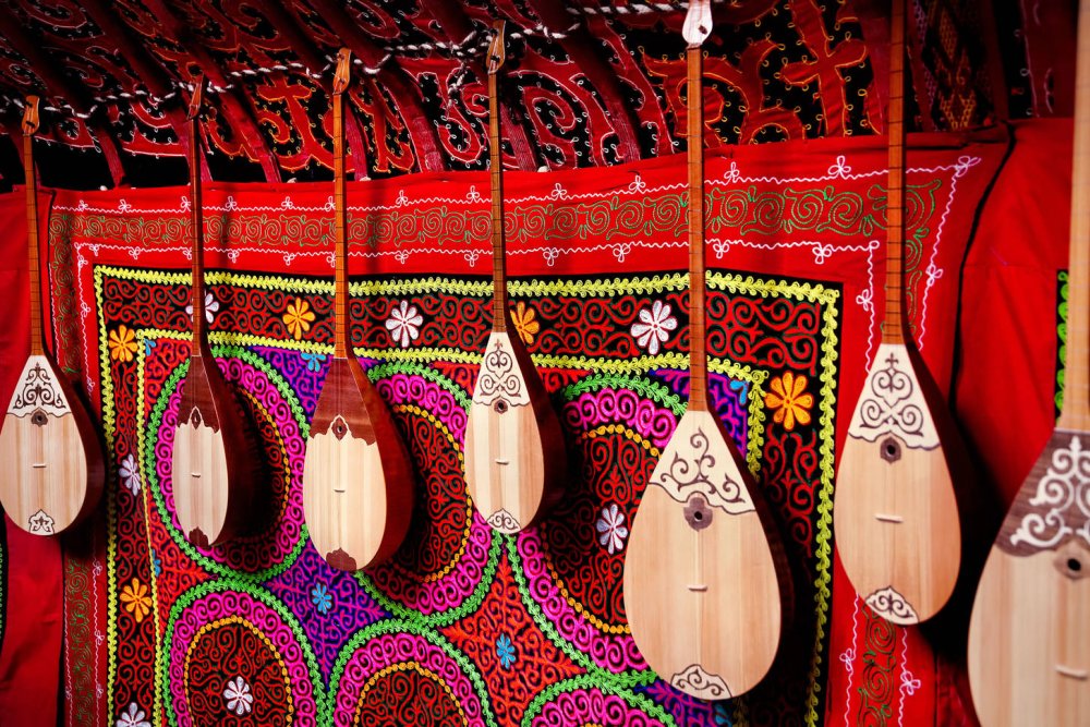 Казахский инструмент кобыз вектор