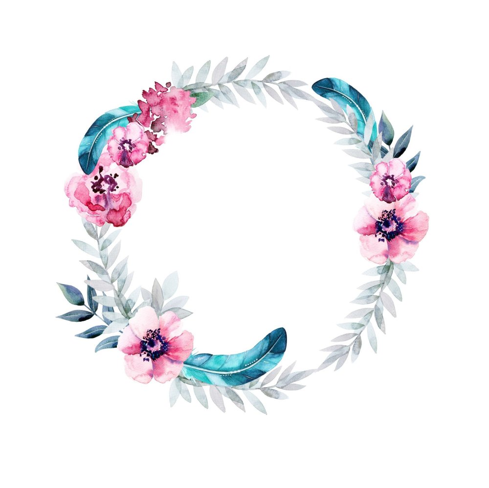 Венок из цветов акварель