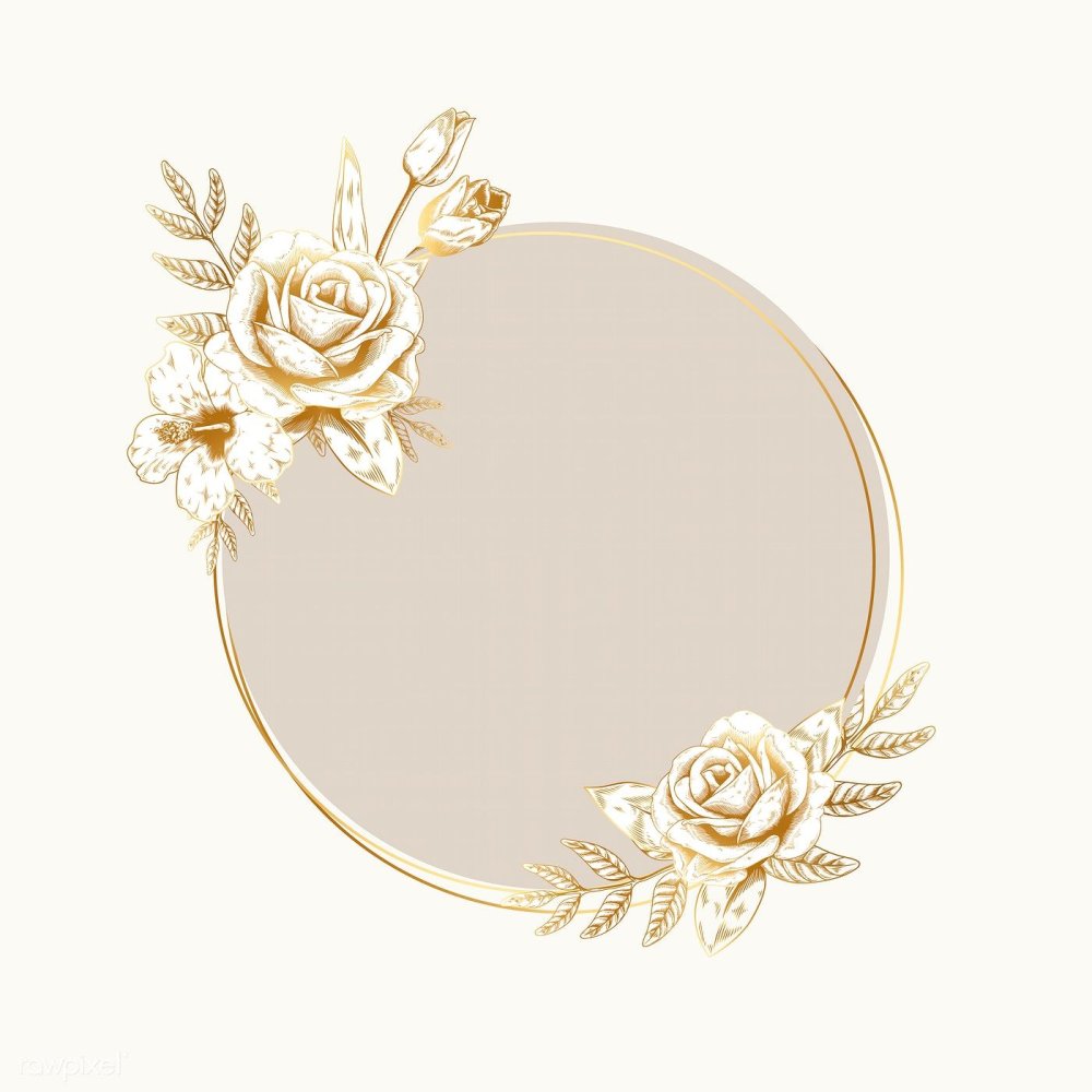 Круглая рамка золото с цветами
